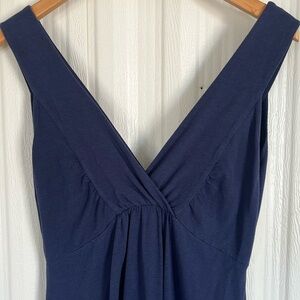 LILLA P Navy Double‎ V-Neck Cotton Blend Dress Womens M